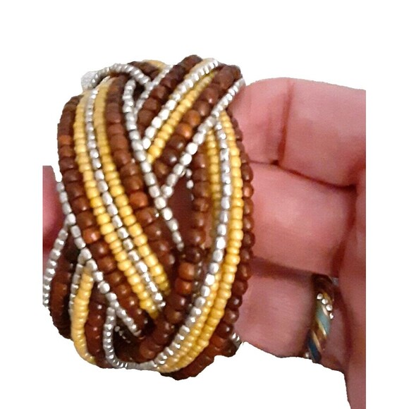 Handmade vintage Bohemian braided seed bead wrap bracelet - Picture 1 of 3